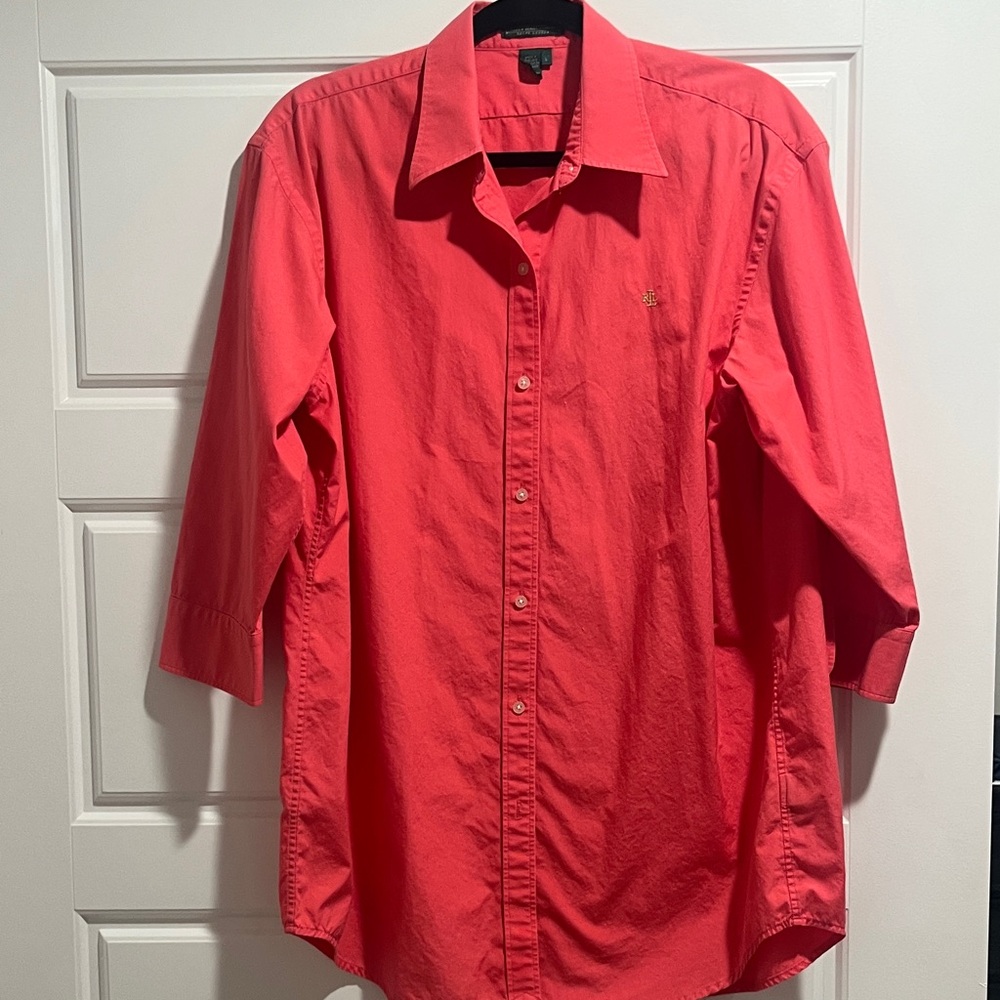 Ralph Lauren Women's Coral Button Down Shirt